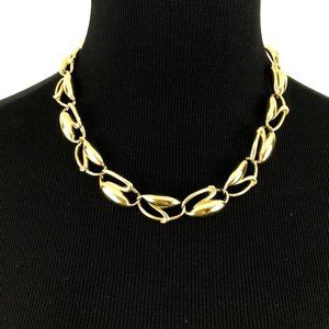 CROWN TRIFARI vintage gold-tone choker necklace - chunky oval link Art Nouveau